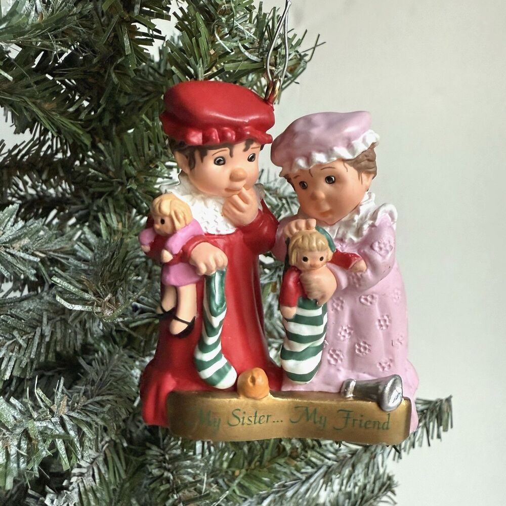 Vtg 1999 My Sister My Friend Hallmark Cards Christmas Ornament Xmas Stockings